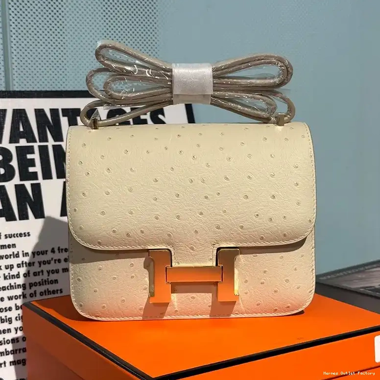 Hardware Hermes White Constance In Gold Bag Leather Ostrich 0501